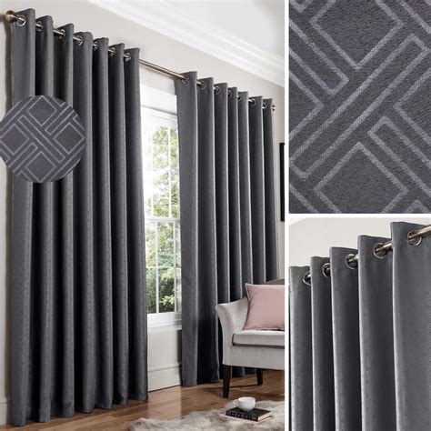 Charcoal Grey Blackout Curtains Diamond Thermal Eyelet Ring Top Curtain