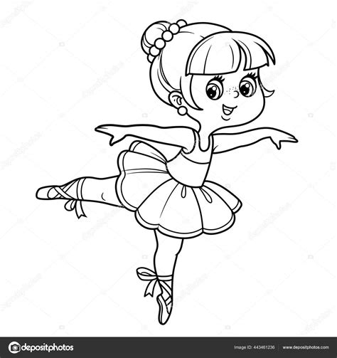 Cartoon Little Ballerina Girl Dance Lush Tutu Outlined Coloring
