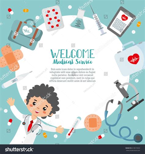 Welcome Medical Service Card Template Creative Stock Vector 618515933