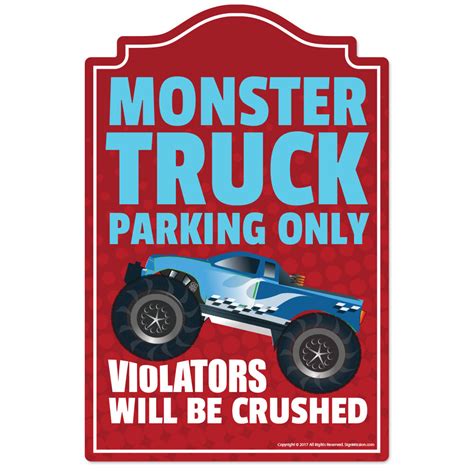 Signmission Monster Truck Parking Novelty Sign Indoor Outdoor Funny