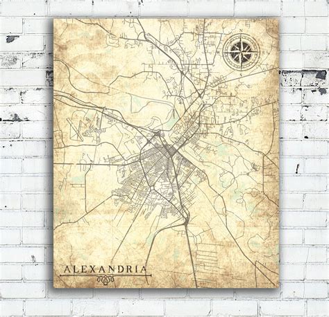 Alexandria La Canvas Print Louisiana La City Vintage Map Town Etsy
