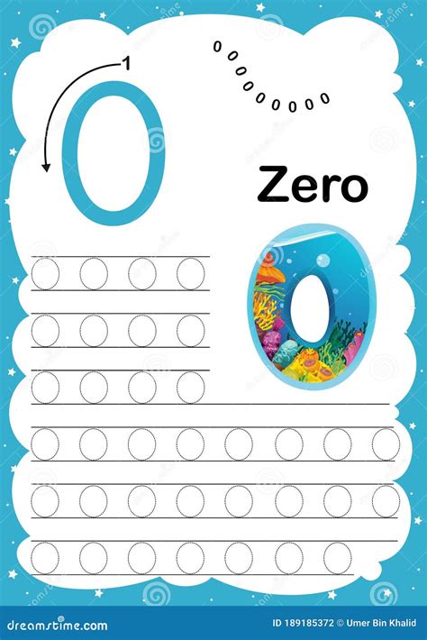 Colorful Number Zero Daily Tracing Printable A4 Practice Worksheet With