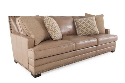 Nailhead Accented Leather 94 Sofa In Saddle Brown Mathis Brothers
