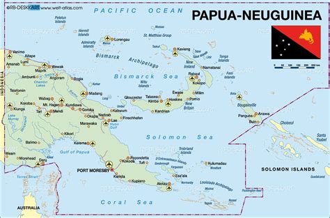 Papua New Guinea Geographical Maps Of Papua New Guinea