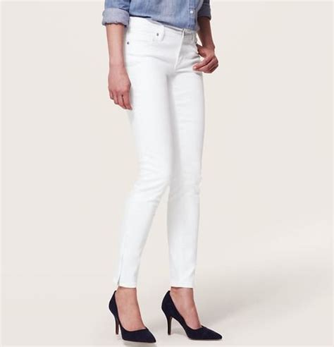 tall modern skinny ankle zip jeans in white loft skinny ankle jeans fashion capsule outfits