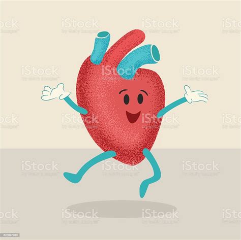 Retro Cartoon Of A Healthy Happy Heart Character Stock Illustration