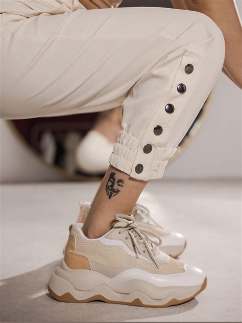 Mypoppishoes Bej Beyaz Kadın Spor Ayakkabı Zeus