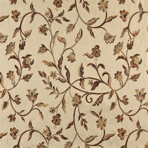 Floral Vine Upholstery Drapery Beige Brown Fabric Fabric Bistro