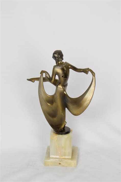 Sold Art Deco Dancing Lady Figurine On White Onyx Base Appleton