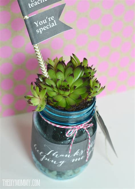 Make A Succulent Mason Jar Teacher Gift With Free Printables The