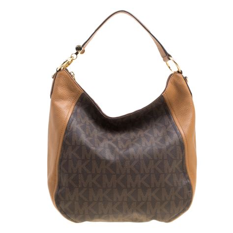 Michael Kors Brown Signature Coated Canvas And Leather Fulton Hobo