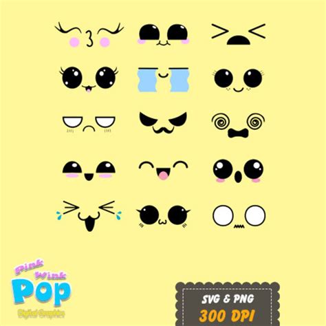 Kawaii Faces Svg Png Clipart Commercial License Tee Shirts Printables