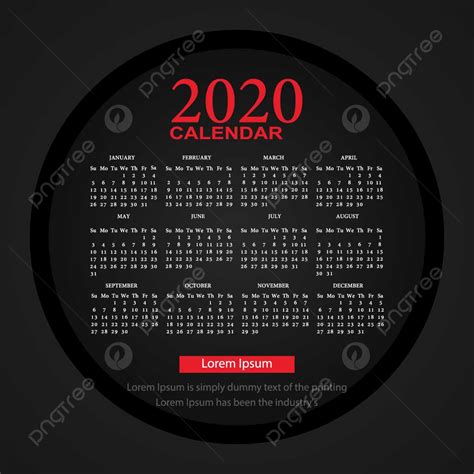 Calendar 2020 Vector Design Template Download On Pngtree