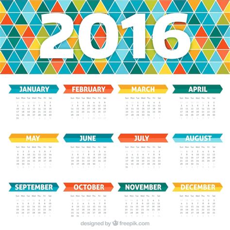 Premium Vector Colorful Calendar With Geometric Design