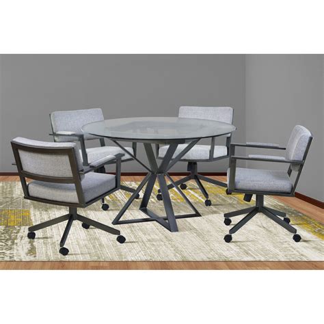 Armen Living Cairo Round Dining Table With Finish And 48 Glass Top