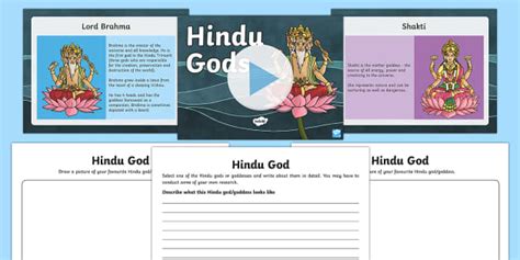 Hindu Gods Information Powerpoint And Worksheet Pack