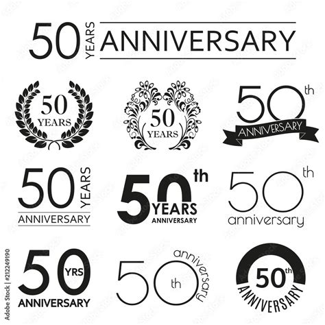50 Years Anniversary Icon Set 50th Anniversary Celebration Logo