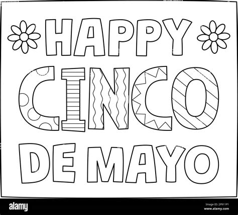 Happy Cinco De Mayo Isolated Coloring Page Stock Vector Image And Art Alamy