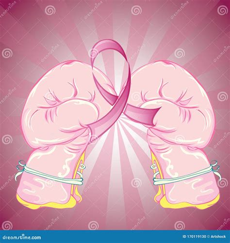 Pink Ribbon And Boxing Glove Stock Vector Illustration Of Card
