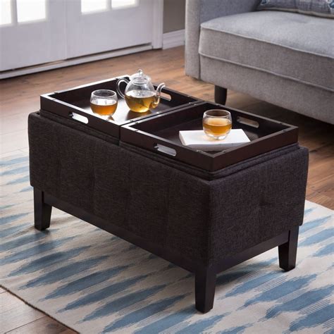 Come check out my blog for diy makeover a while ago i came across this coffee table in a facebook buy/sell/trade group. Gray Storage Ottoman Bench Coffee Table Fabric 2 Tray Flip ...