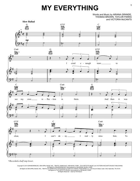 My Everything Sheet Music By Ariana Grande Piano Vocal And Guitar