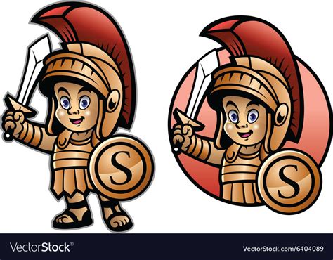Cute Spartan Kid Cartoon Royalty Free Vector Image