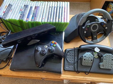 Xbox 360 250gb Steering Wheelpedals Kinect Bar Controller And 29