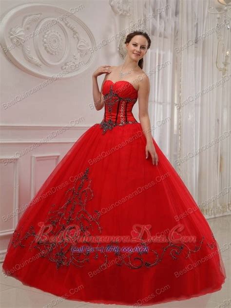 Home 15th Birthday Dresses Red Ball Gown Sweetheart Floor Length