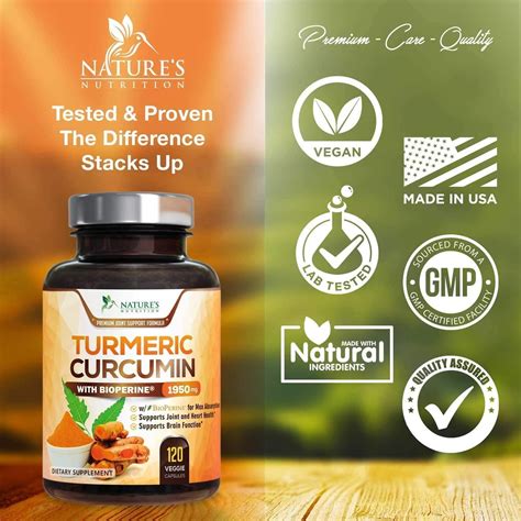 Natures Nutrition Turmeric Curcumin Joint Support Capsules