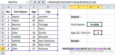 Excel Functions Index Match