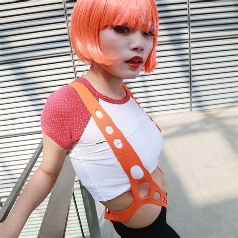 Xcoser Leeloo Orange Suspender Silica Gel Strap Movie The Fifth Element