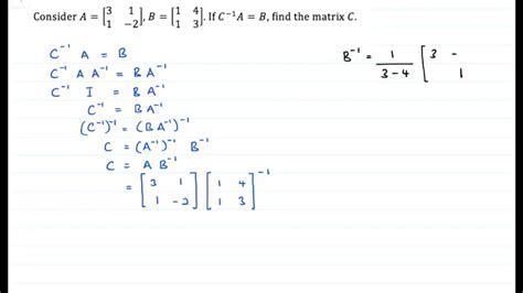 Example Finding matrix using properties of inverse matrix - YouTube