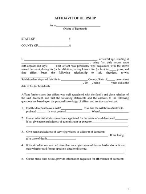 2004 Form Affidavit Of Heirship Fill Online Printable Fillable Blank