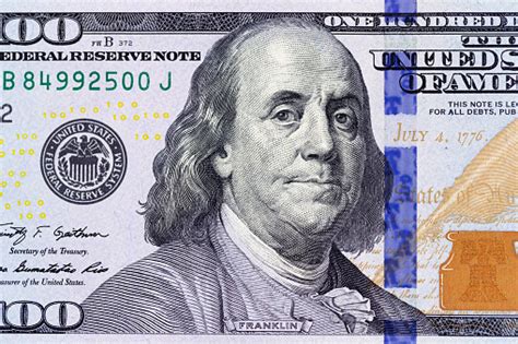 Download Benjamin Franklin On The 100 Dollar Bill Macro Photo United