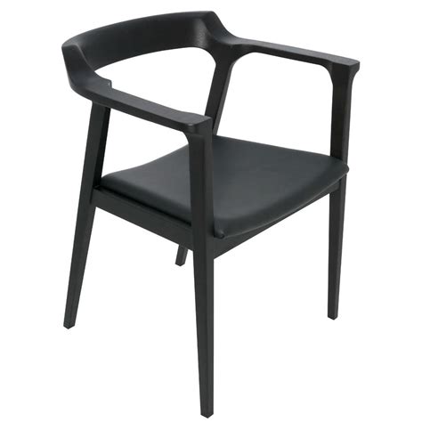 Katelyn Mid Century Modern Black Oak Leather Dining Arm Chair