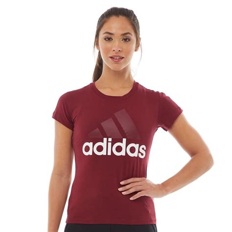 Buy Adidas Womens Athletics Essentials Linear Slim T Shirt Noble Maroon