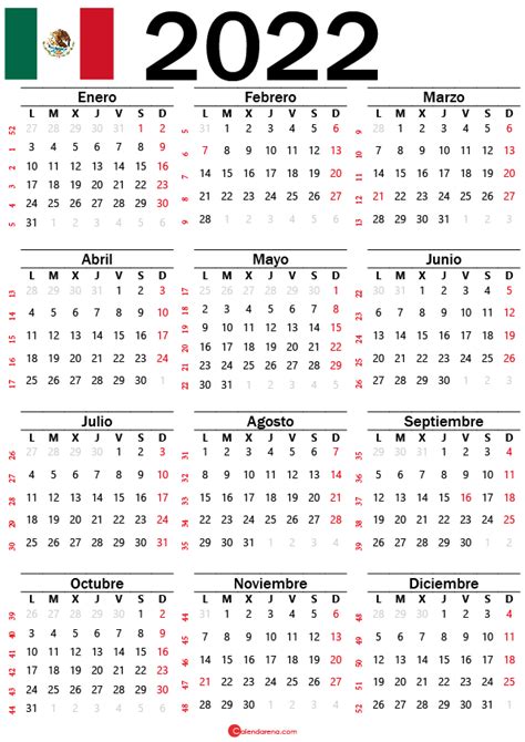 Calendario 2022 Mexico Con Festivos Pdf Calendario Para Imprimir