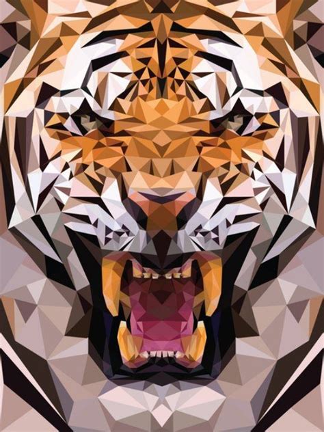 Geometric Tiger Art Polygon Pattern And Abstract Design