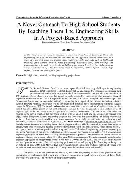 Pdf A Novel Outreach To High School Students By Teaching Them The