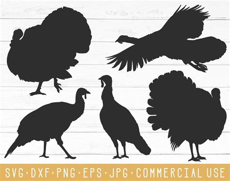 Turkey Silhouettes Svg Cut Files Instant Download Etsy