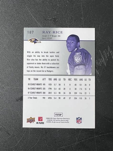2008 upper deck ray rice star rookies first edition ebay