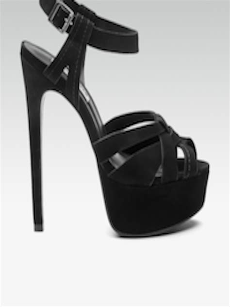 Buy Steve Madden Women Black Solid Suede Platform Heels Heels For
