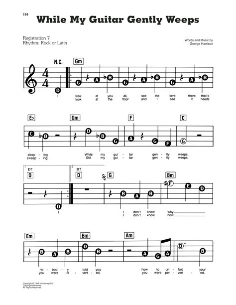 while my guitar gently weeps sheet music the beatles e z play today