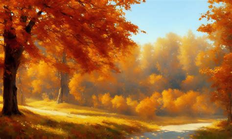 Wallpaper Fall Ai Art Leaves Warm Colors Landscape Trees Nature
