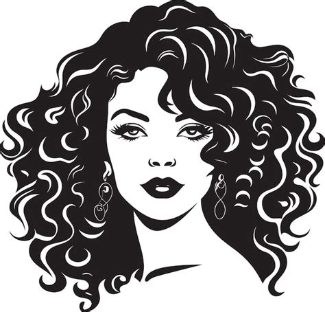 Premium Vector Ebony Waves Stylish Curly Haired Lady Icon Curly Serenity A Womans Symbol Of