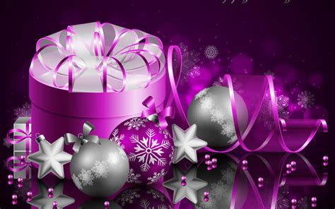 merry christmas  happy  year purple gift box wallpaper hd