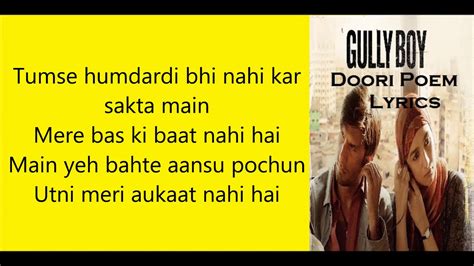 Doori Poem Lyrics | Ranveer Singh Gully Boy | - YouTube