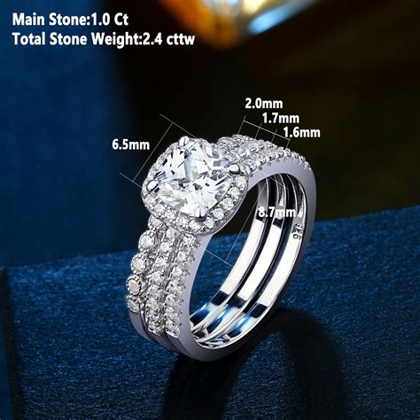 Newshe Engagement Wedding Ring Set For Women 925 Sterling Silver White
