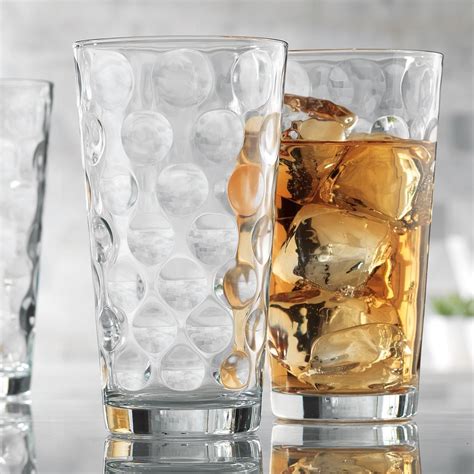 Attractive Bubble Design Highball Glasses Clear Heavy Base Tall Bar Glass Bubble Design Set Of