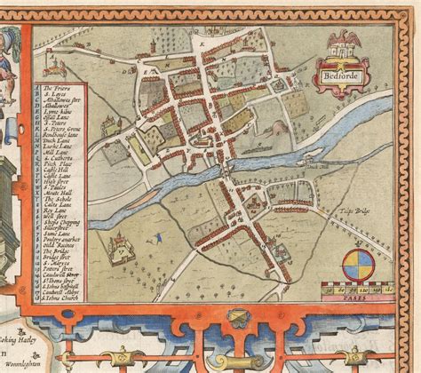 Old Map Of Bedfordshire 1611 By John Speed Bedford Luton Dunstable